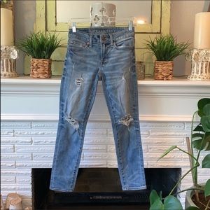 American Eagle Mid Rise Distressed Skinny Jeans